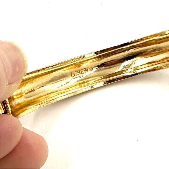 J. Crew Gold Crystal Peachy Hinged Bangle Bracelet - Picture 10 of 11
